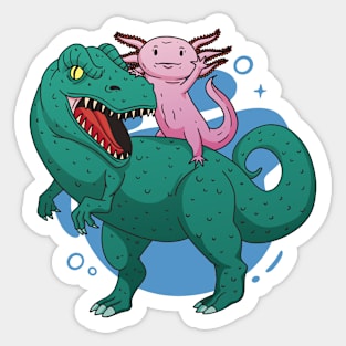 Axolotl Riding a T-Rex Sticker